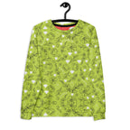 Daemon Luxury Florette Rebirth Mantis unisex recycled all-over-print white sweatshirt, front view.