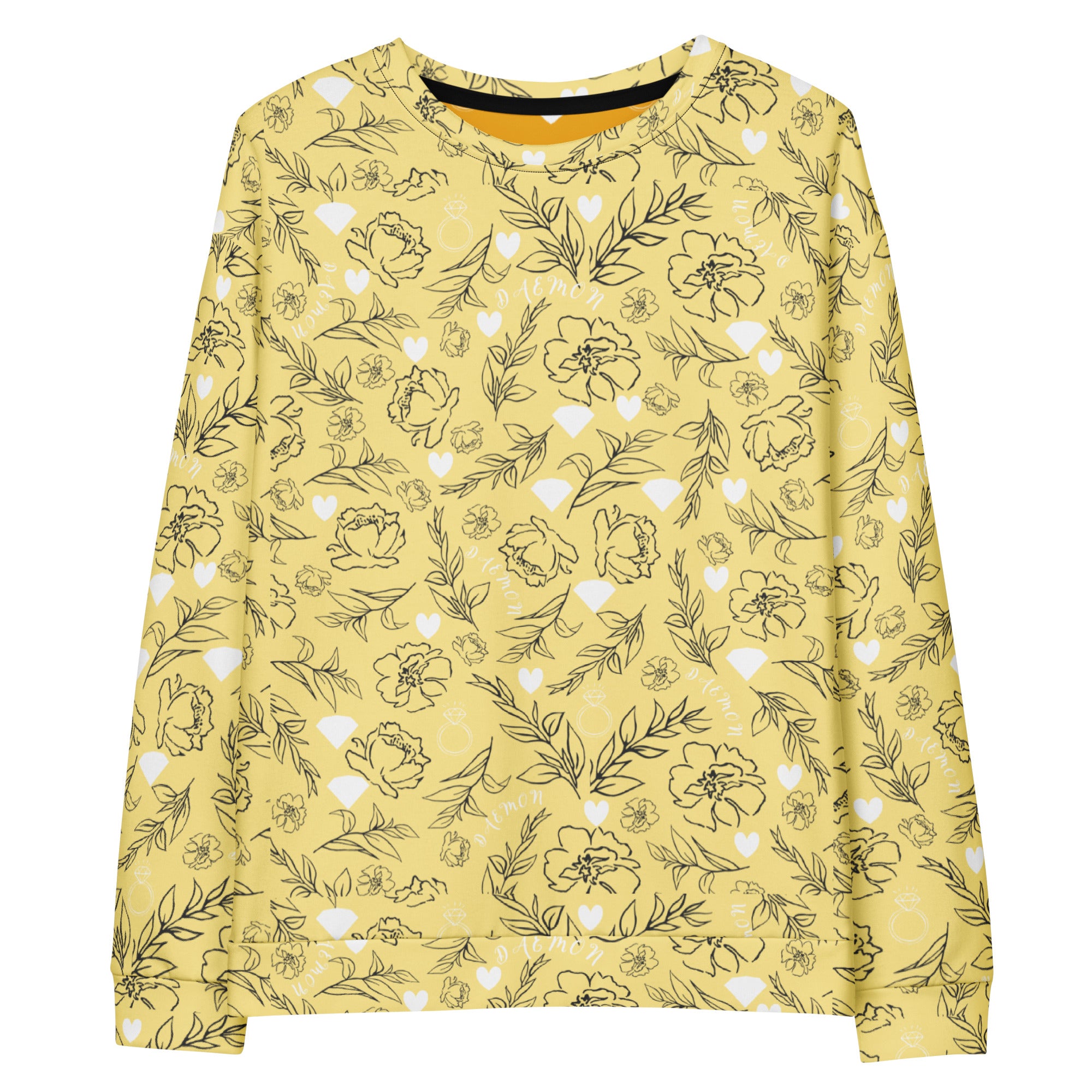 White Daemon Luxury Florette Rebirth Full Moon unisex sweatshirt with all-over print and recycled fabric details.