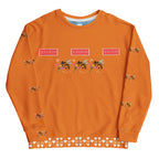 Daemon Luxury Honeybee Smoothie Winter’s Sunset unisex recycled sweatshirt with all-over sunset and honeybee print on white fabric.