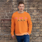 Daemon Luxury Honeybee Smoothie winter sunset unisex recycled sweatshirt with all-over print in white, front view.