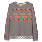 Daemon Luxury Honeybee Smoothie Critiques Tea unisex recycled all-over print white sweatshirt, front view.