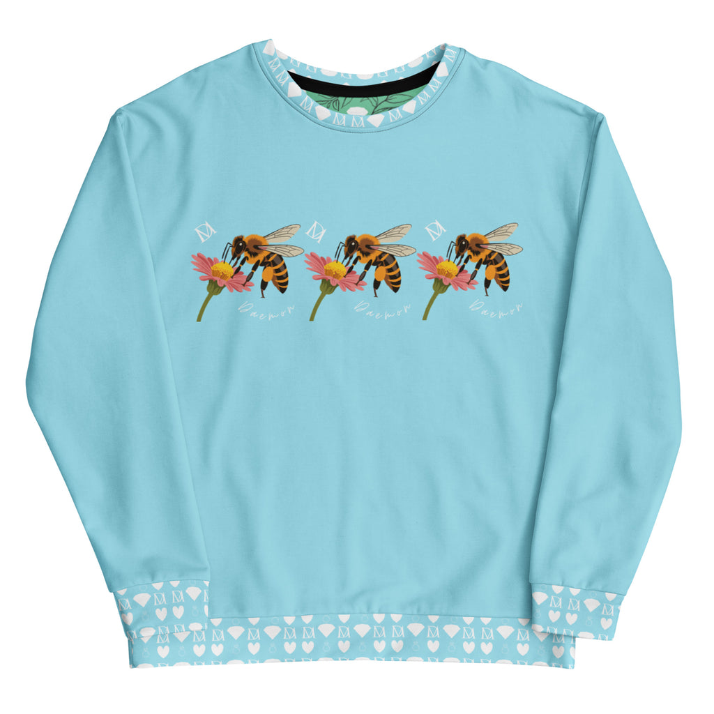 White Daemon Luxury Honeybee Smoothie Skyberries all-over-print recycled unisex sweatshirt front view