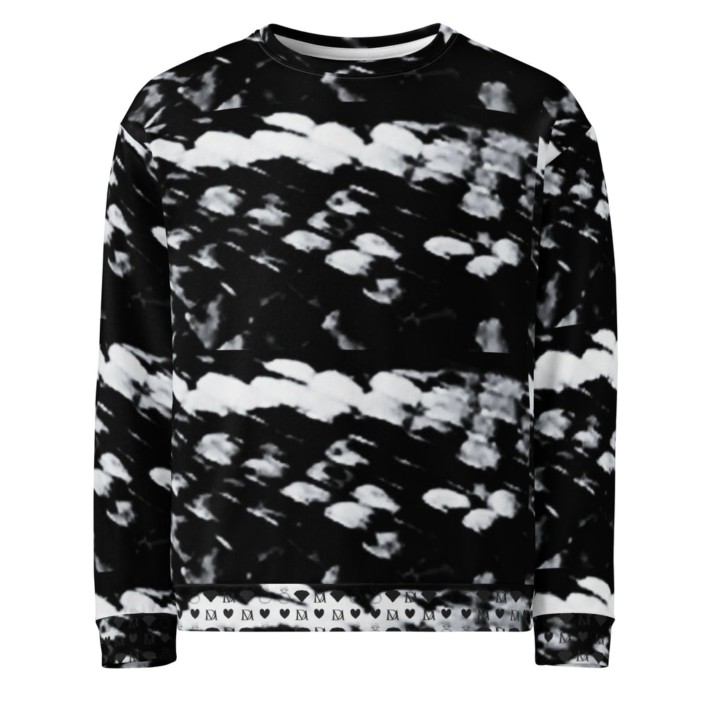 Recycled white unisex Felpa sweatshirt featuring all-over Serpentine Columbiana Puma’s Return design by Daemon Luxury.
