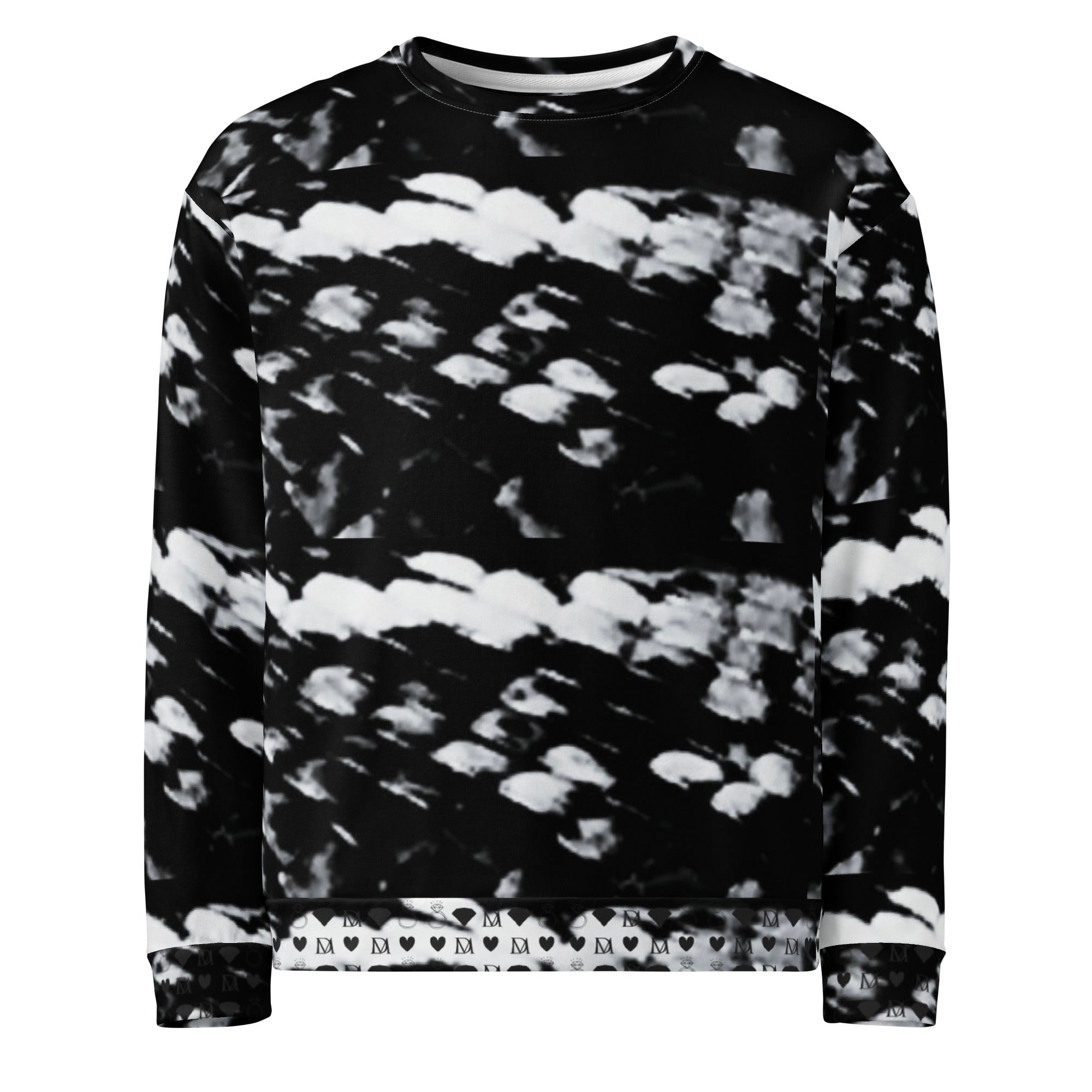 Recycled white unisex Felpa sweatshirt featuring all-over Serpentine Columbiana Puma’s Return design by Daemon Luxury.