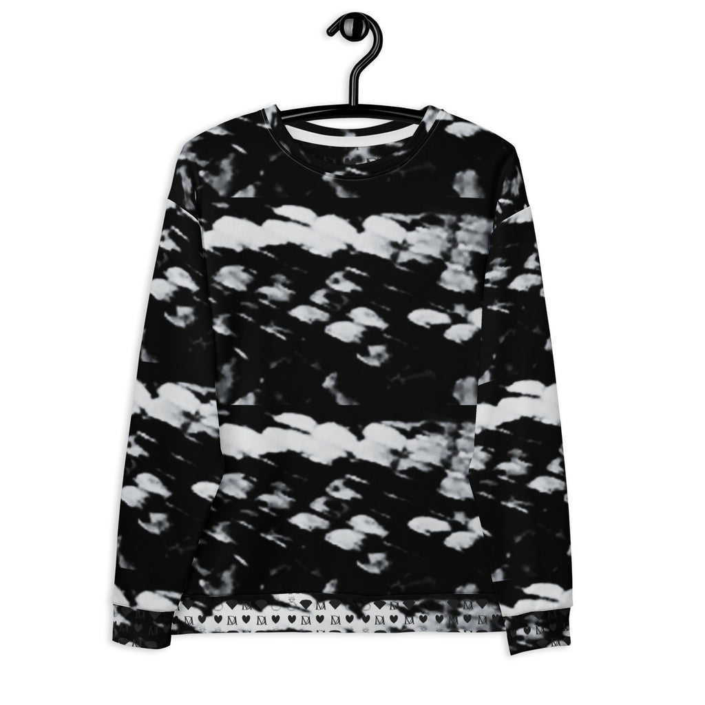 All-over print Daemon Luxury Serpentine Columbiana Puma’s Return Felpa sweatshirt in white, recycled unisex sweatshirt front view