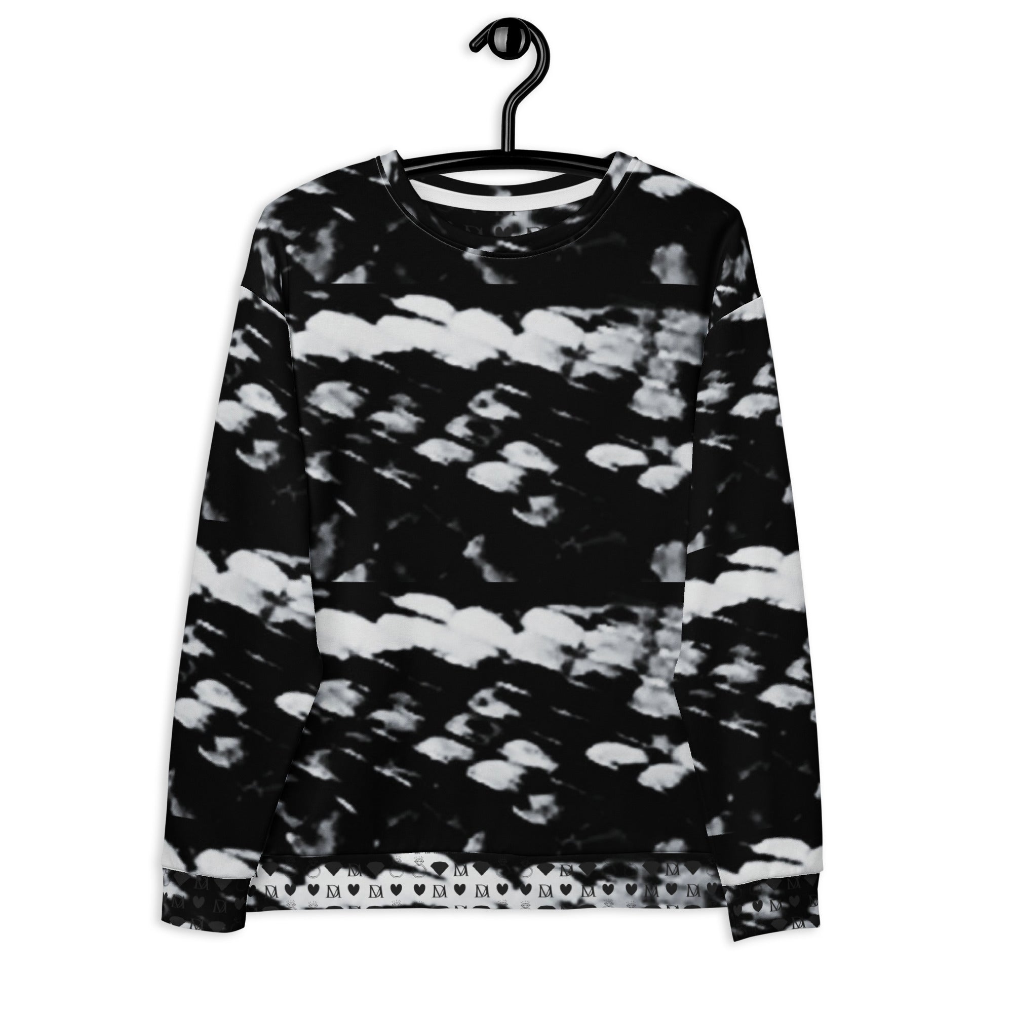 All-over print Daemon Luxury Serpentine Columbiana Puma’s Return Felpa sweatshirt in white, recycled unisex sweatshirt front view