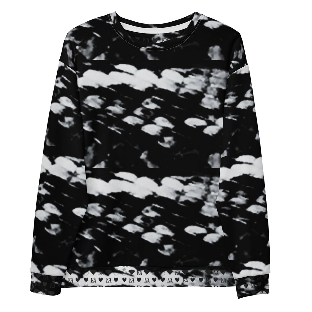 Recycled white unisex Felpa sweatshirt with all-over Serpentine Columbiana Puma’s Return print by Daemon Luxury.