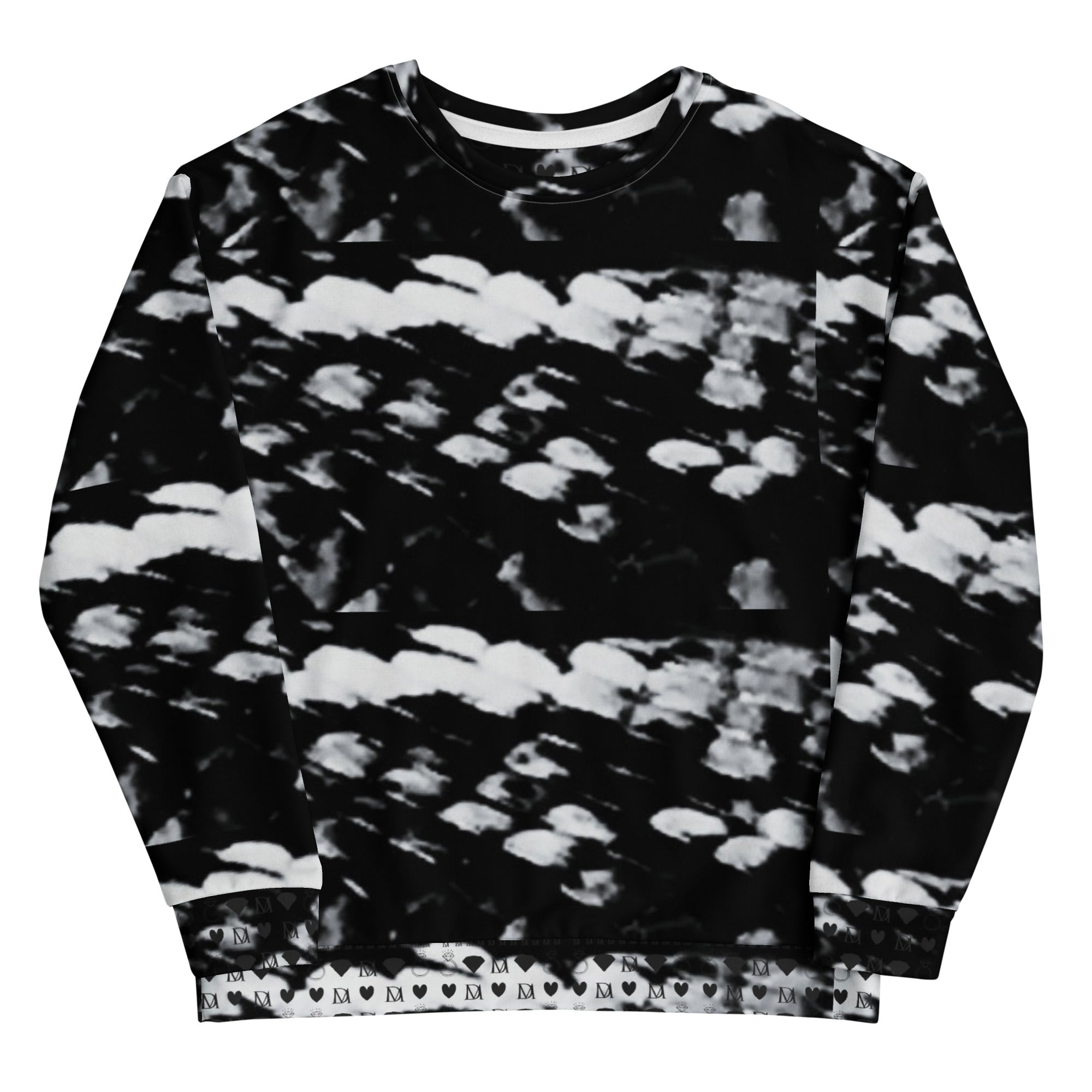 Recycled white unisex Felpa sweatshirt featuring Serpentine Columbiana Puma’s Return all-over print by Daemon Luxury.