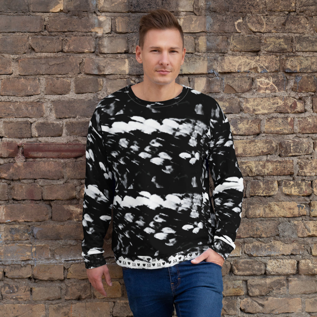 Recycled white unisex Felpa sweatshirt with all-over Serpentine Columbiana Puma’s Return print by Daemon Luxury.