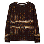 Unisex white recycled sweatshirt with all-over Cannibal Winters Nightfather Luv print, featuring a hood and casual fit by Daemon Luxury.