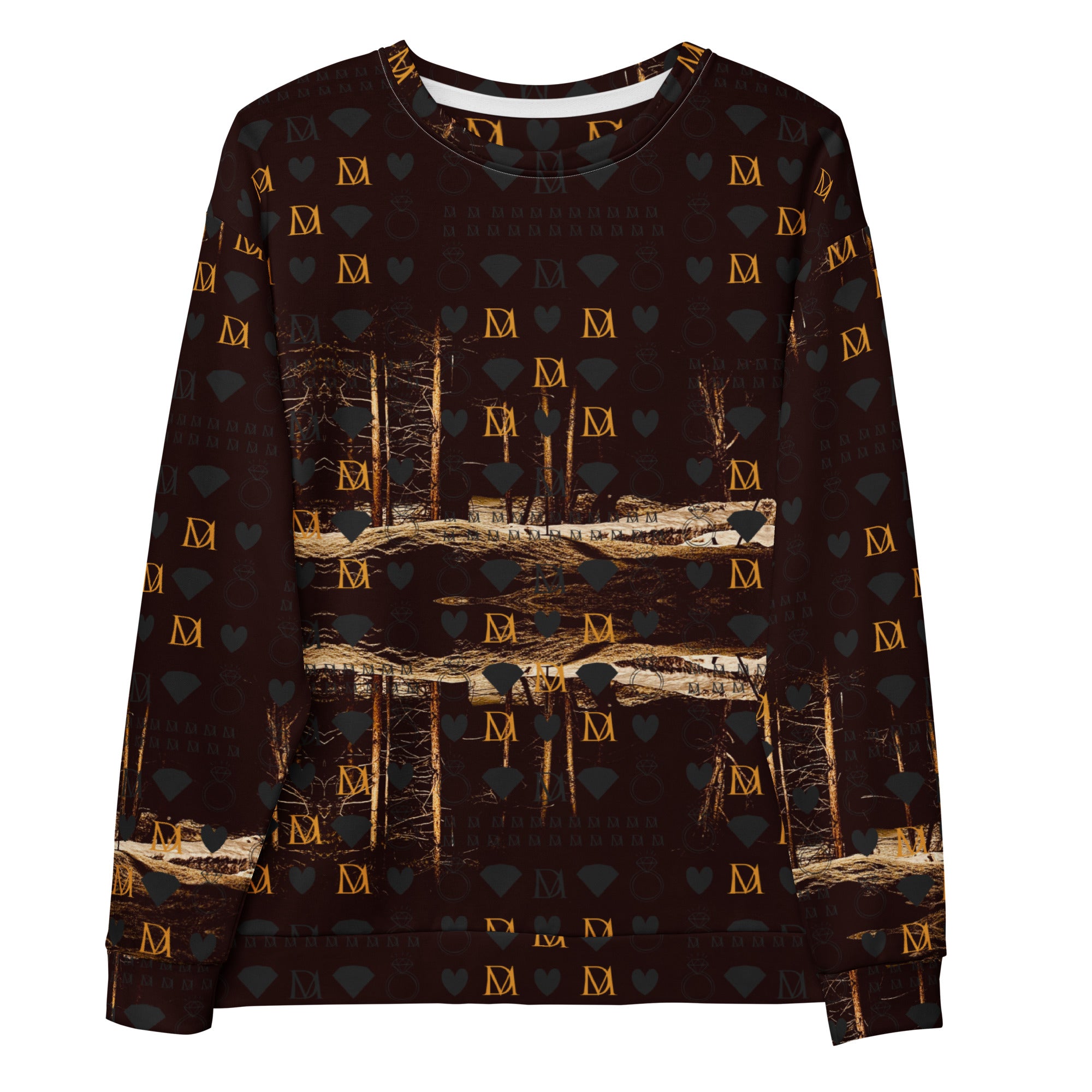 All-over print white unisex hoodie featuring Nightfather Luv graphic from Cannibal Winters by Daemon Luxury.