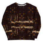 All-over-print white unisex sweatshirt with a Nightfather Luv Cannibal Winters design and hood, by Daemon Luxury.