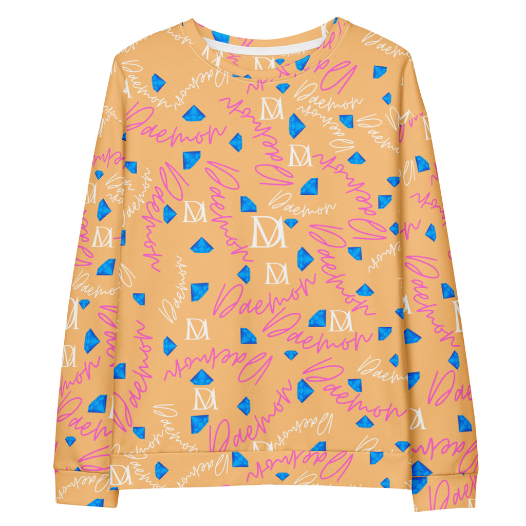 Daemon Luxury Picasso Mirrors Quintara’s Sunset all-over recycled white unisex sweatshirt front view