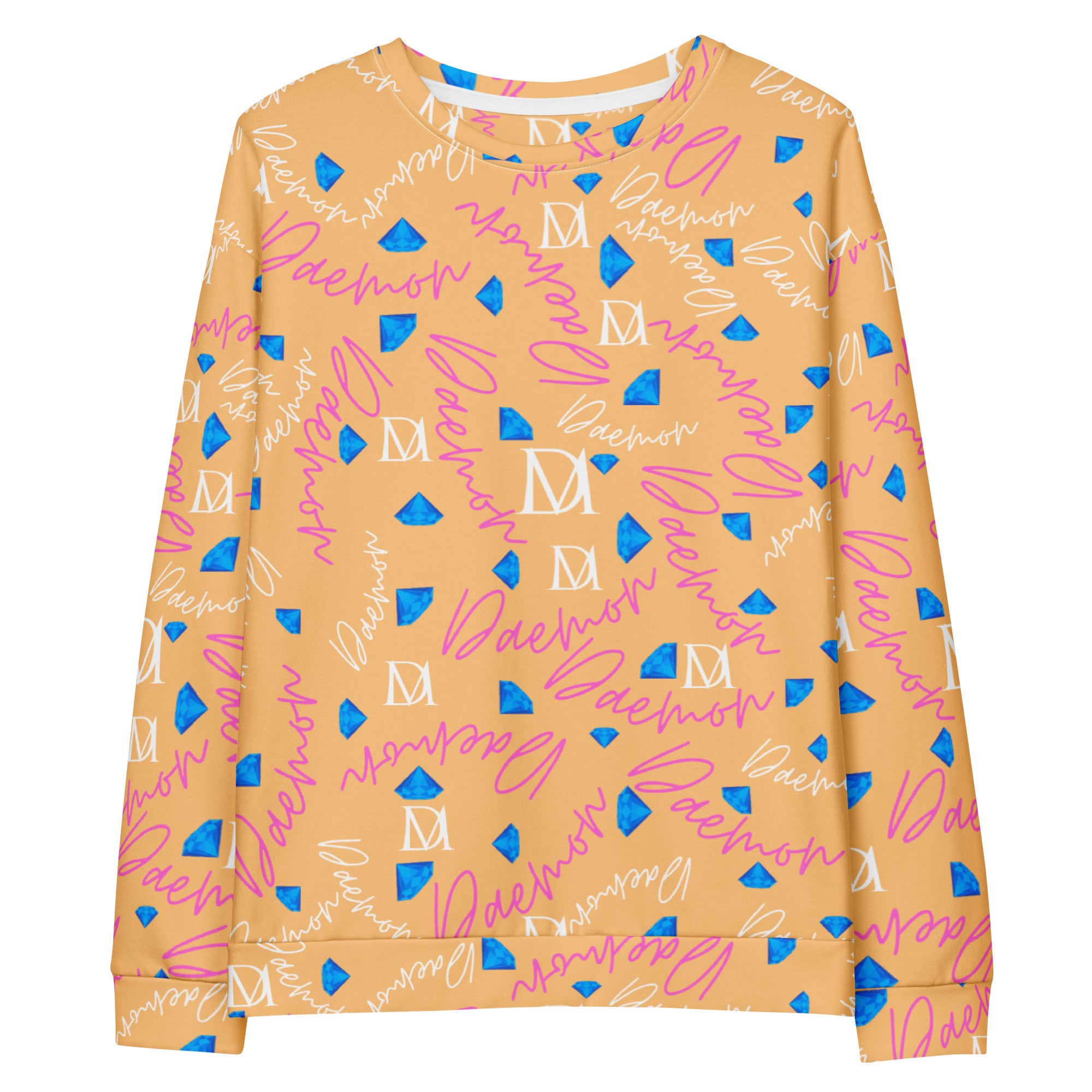 Daemon Luxury Picasso Mirrors Quintara’s Sunset all-over recycled white unisex sweatshirt front view