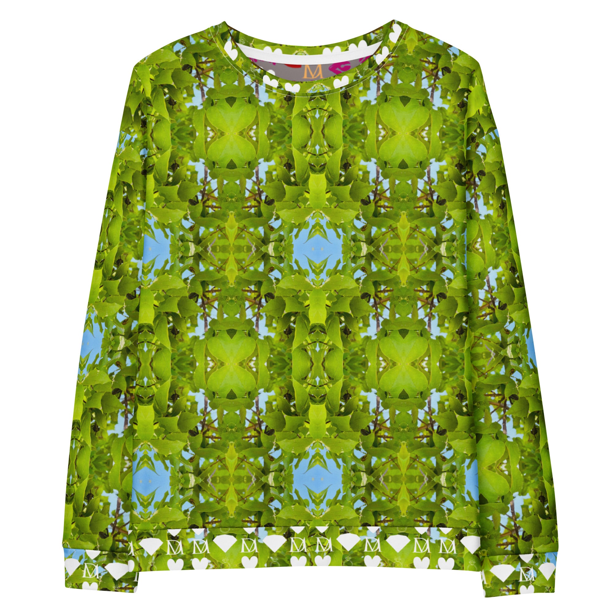 White Daemon Luxury Belly Red’s Garden (Rebirth) unisex sweatshirt with vibrant all-over print featuring garden-inspired design.