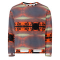 Recycled white unisex Felpa sweatshirt with all-over print featuring Darkroad Hellbreak design by Daemon Luxury.