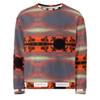 Recycled white unisex Felpa sweatshirt with all-over print featuring Darkroad Hellbreak design by Daemon Luxury.
