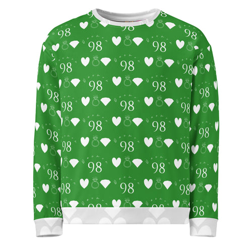 Unisex white recycled Felpa sweatshirt with all-over garden print from Daemon Luxury's Belly Red’s Garden (Enriched) collection.