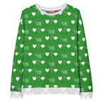 White Daemon Luxury Belly Red’s Garden Enriched unisex sweatshirt with all-over red floral print on the front.
