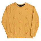 Daemon Luxury Makara Coroner unisex white recycled sweatshirt with all-over printed lucciole falo design.