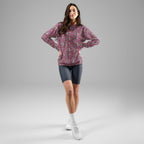 All-over print white unisex sweatshirt by Daemon Luxury featuring recycled fabric and stylish design on the front.