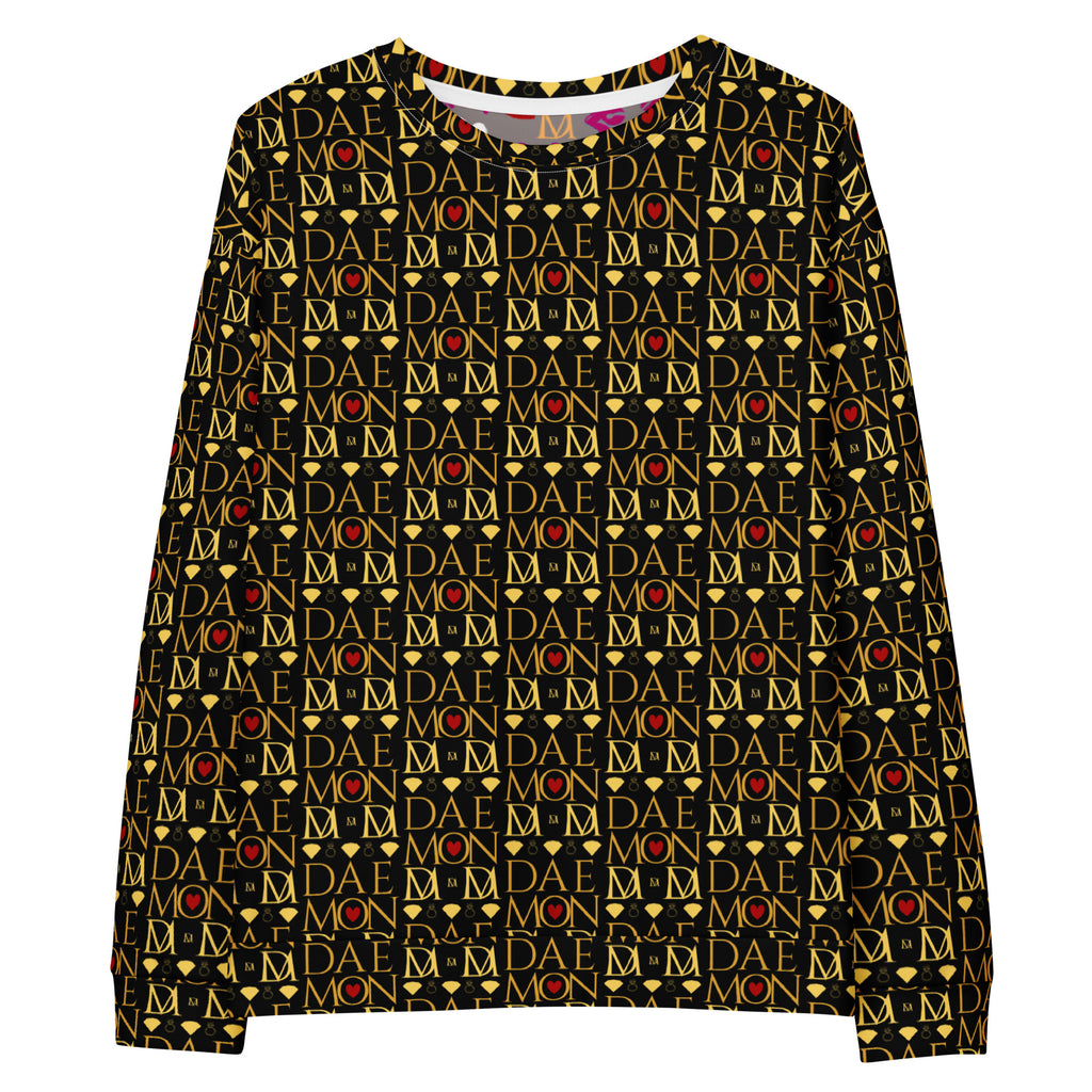 Recycled white Sun Glow California Felpa sweatshirt by Daemon Luxury with all-over print, unisex casual style.
