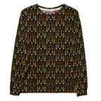 Recycled white unisex sweatshirt from Daemon Luxury's Sun Glow California collection with all-over colorful print.