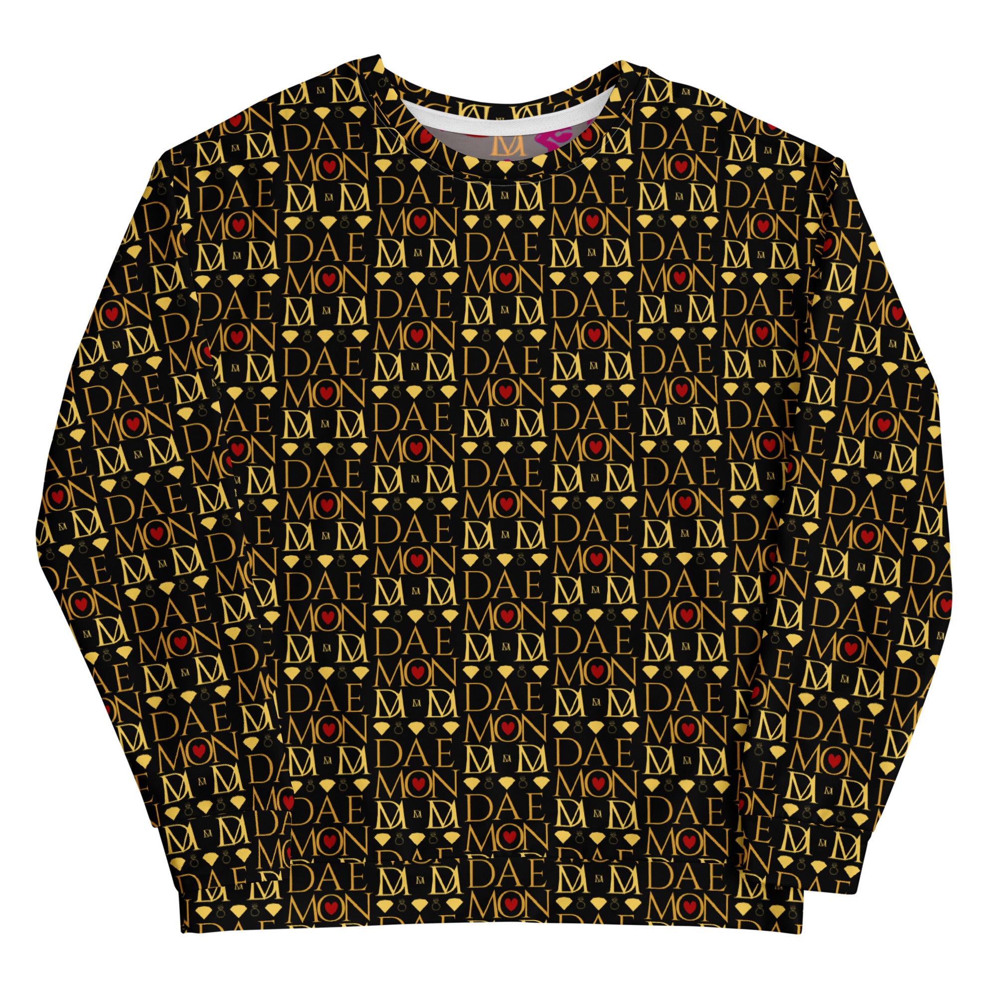 White Sun Glow California Felpa by Daemon Luxury featuring all-over-print recycled unisex sweatshirt with vibrant design.