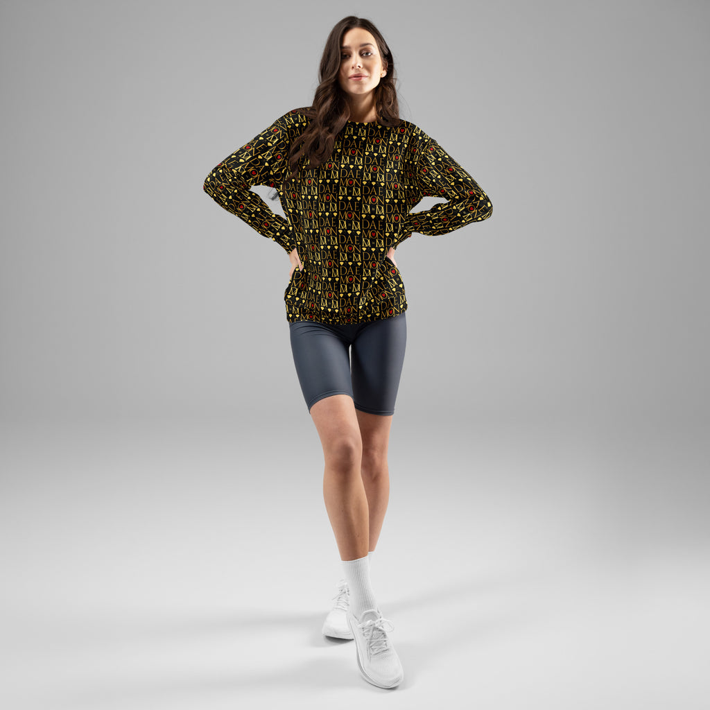 White Sun Glow California Felpa by Daemon Luxury featuring all-over print on a recycled unisex sweatshirt.