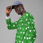 White unisex recycled sweatshirt by Daemon Luxury featuring all-over red garden print on the front.