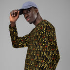 Recycled white Sun Glow California Daemon Luxury unisex sweatshirt with vibrant all-over print and relaxed fit.