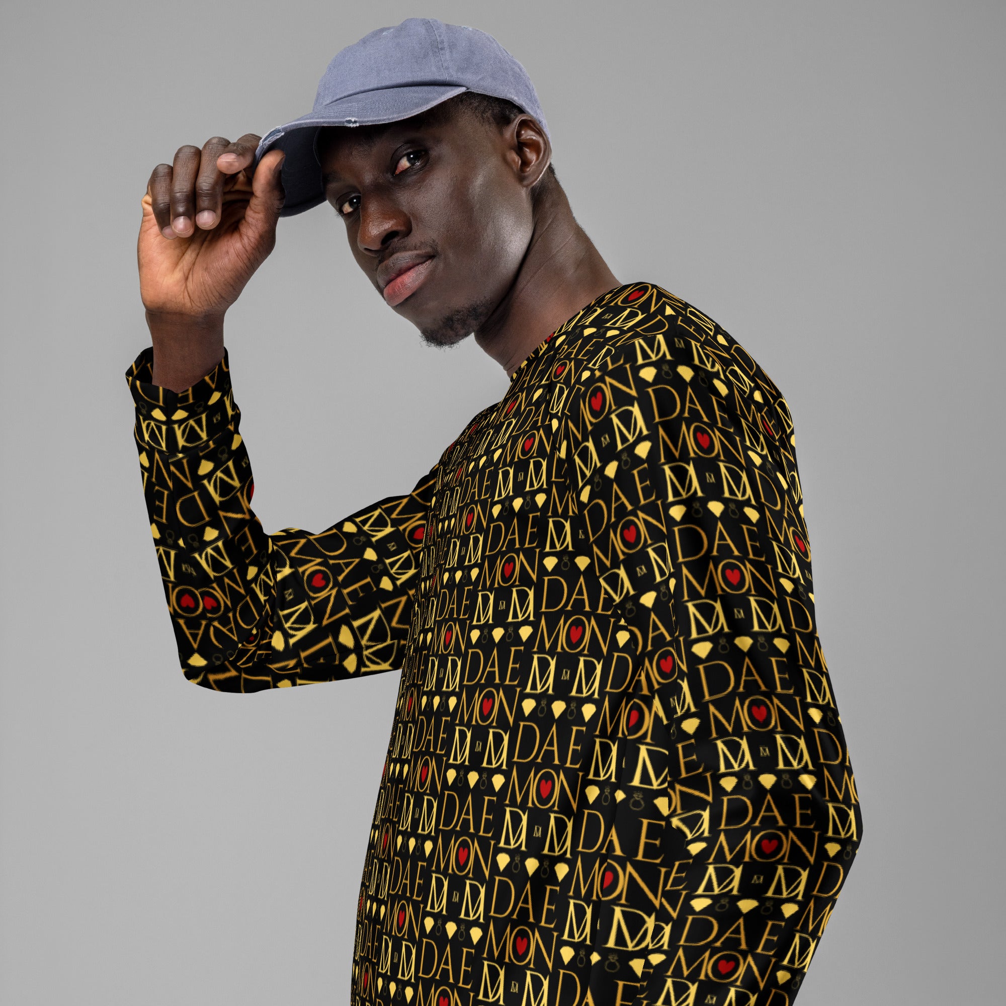 Recycled white Sun Glow California Daemon Luxury unisex sweatshirt with vibrant all-over print and relaxed fit.