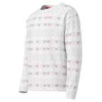 White Daemon Frosted Diamonds Blissful Replay unisex sweatshirt with all-over diamond print on recycled fabric.