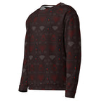 Daemon Luxury Supreme Models reticulated unisex sweatshirt with all-over recycled print, white fabric, left-front view