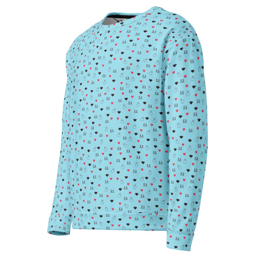 Unisex white Felpa sweatshirt with all-over speckled diamonds print by Daemon Luxury, casual and eco-friendly fashion.