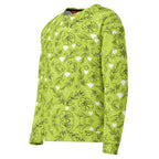 Daemon Luxury Florette Rebirth Mantis unisex recycled sweatshirt with all-over white print, left front view.