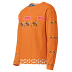 Daemon Luxury Honeybee Smoothie Winter’s Sunset unisex recycled cotton sweatshirt with all-over print in white.