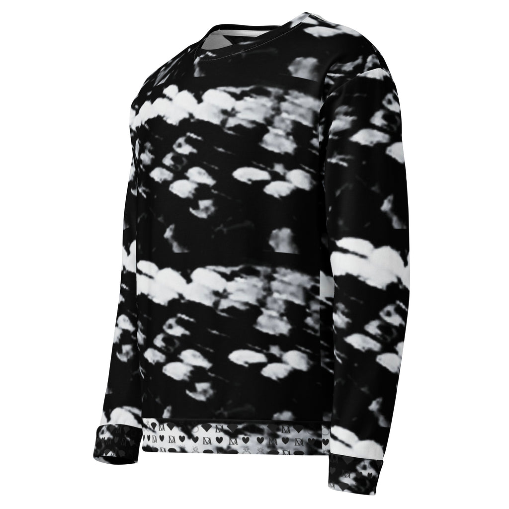 Daemon Luxury Serpentine Columbiana Felpa sweatshirt with all-over recycled print, unisex design, white color, left-front view