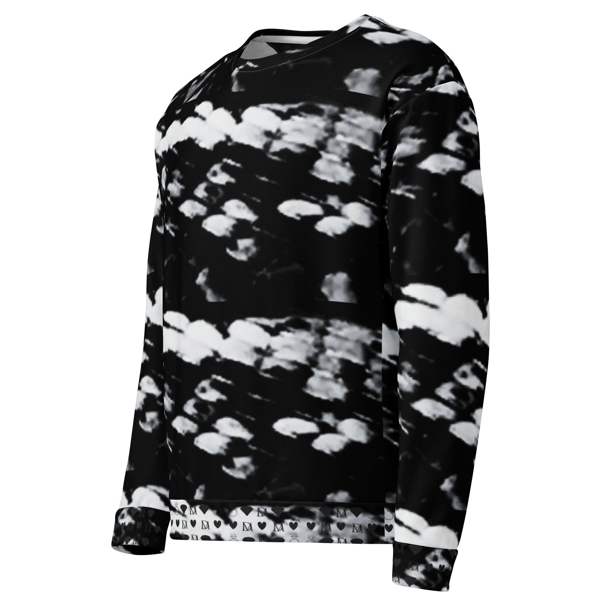 Daemon Luxury Serpentine Columbiana Felpa sweatshirt with all-over recycled print, unisex design, white color, left-front view