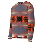 Daemon Luxury DARKROAD Hellbreak unisex white recycled all-over-print sweatshirt, front view showing bold graphic design.