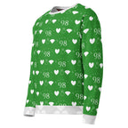 Recycled white unisex Felpa sweatshirt featuring all-over garden print by Daemon Luxury, with left-front design.