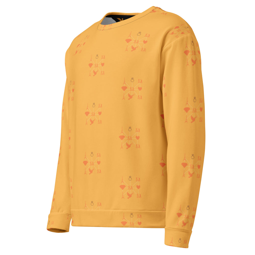 Daemon Luxury Makara Coroner Lucciole Falo unisex white recycled all-over-print sweatshirt, front view with detailed design