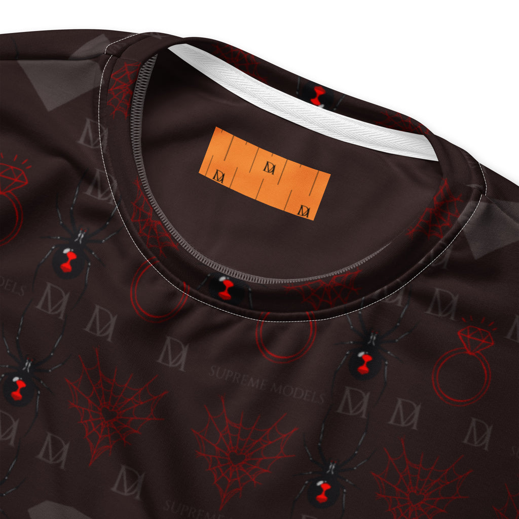 Daemon Luxury Supreme Models reticulated all-over-print recycled unisex sweatshirt in white, featuring bold graphic design.
