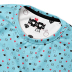 White unisex sweatshirt featuring all-over speckled diamond print in Caribbean colors by Daemon Luxury.