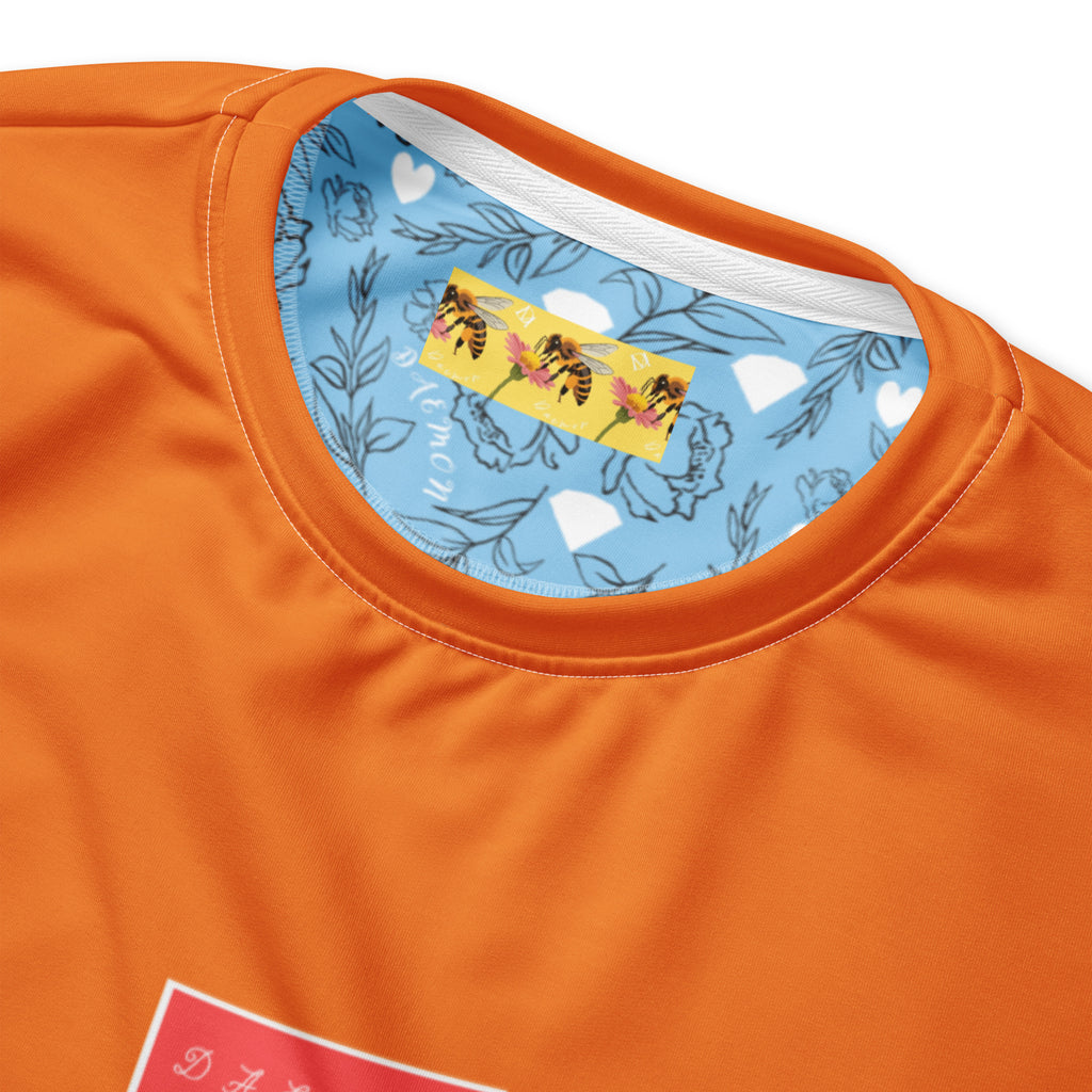 Recycled white unisex sweatshirt featuring a Honeybee Smoothie Winter’s Sunset all-over print by Daemon Luxury.