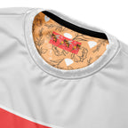 White Daemon Luxury Honeybee Smoothie unisex recycled sweatshirt with all-over honeybee print, cozy and eco-friendly casual wear.