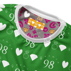 Unisex white Daemon Luxury Belly Red’s Garden Enriched Felpa sweatshirt with colorful all-over garden print, recycled fabric.