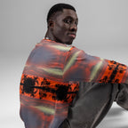 White Daemon Luxury DARKROAD (HELLBREAK) unisex sweatshirt with all-over print and recycled fabric.