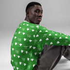 Unisex white Felpa sweatshirt by Daemon Luxury with all-over red garden print, made from recycled materials.
