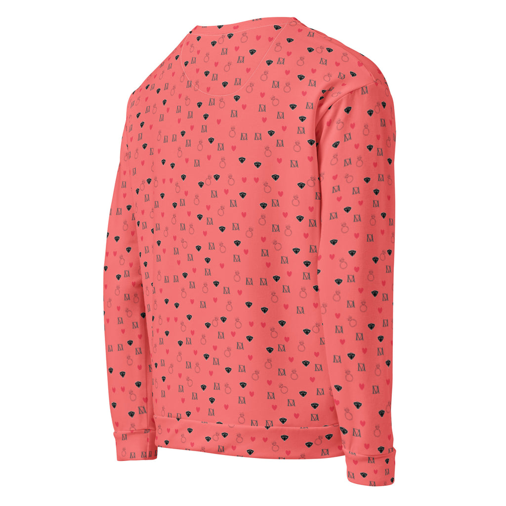 Daemon Speckled Diamonds BLANCO NERO unisex recycled sweatshirt with all-over black and white diamond print, back view